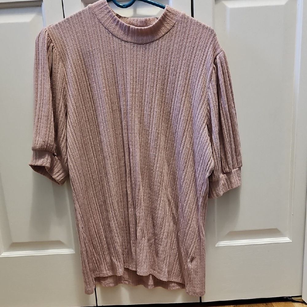 Lilac Ribbed Mock Tutleneck Knit Top